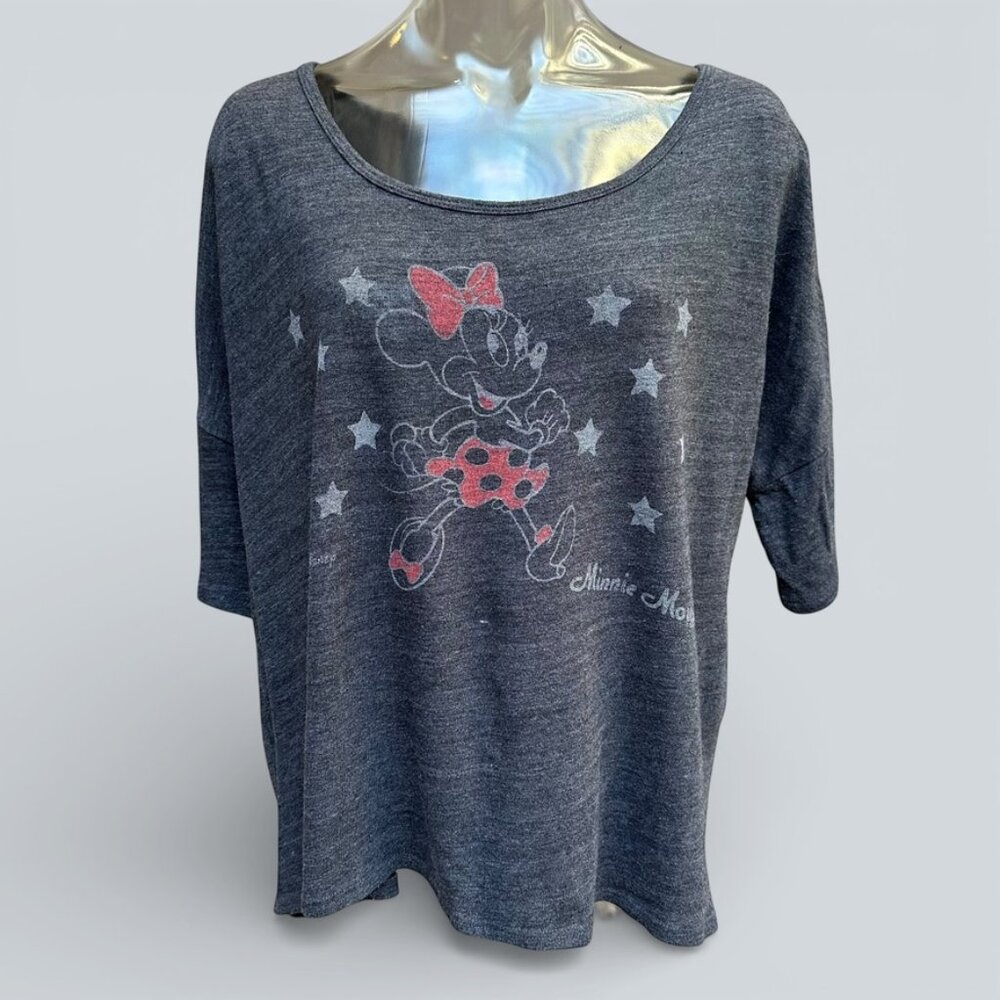 Junk Food Women's Tee Shirt MINNIE MOUSE Stars Disney Hi/Low Hem L Large - Picture 2 of 9